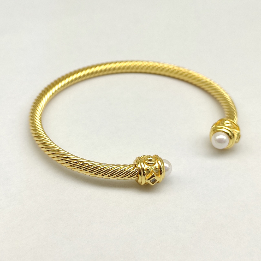 David Yurman Gold 4mm Diamond Pearl Bracelet - Picture 7 of 8